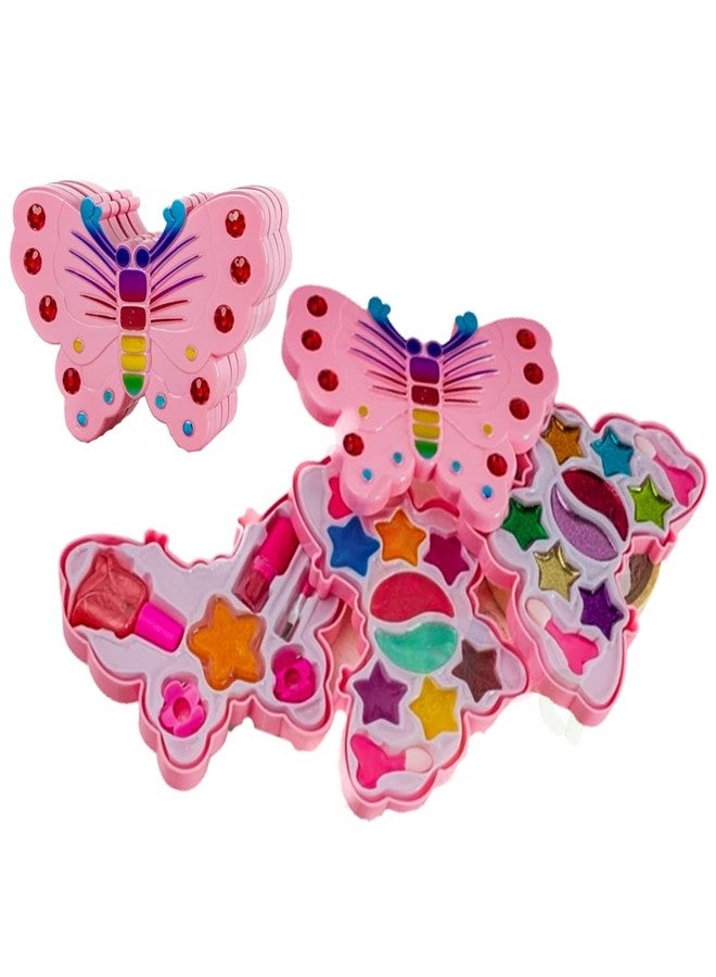VikriDA Butterfly Shape Cosmetics Makeup Kits,Portable Girl's Washable Makeup Toy Non Toxic Deluxe Make up Case Set for Kids Girls Multicolor - Image 1
