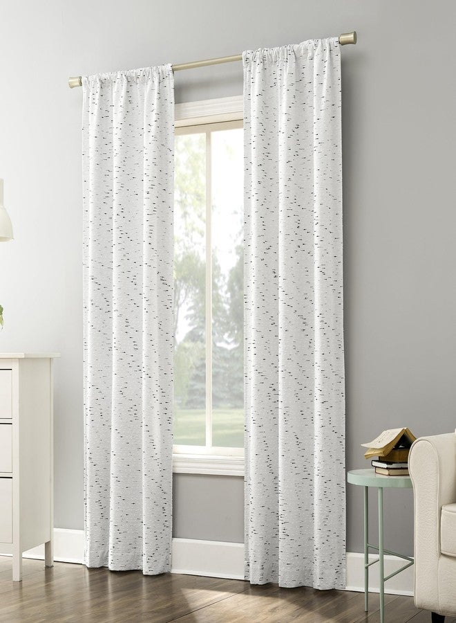 Sun Zero Sylo Generation Contrast Slub Magnetic Closure 100% Blackout Rod Pocket Curtain Panel, 40" x 84", White - Image 1
