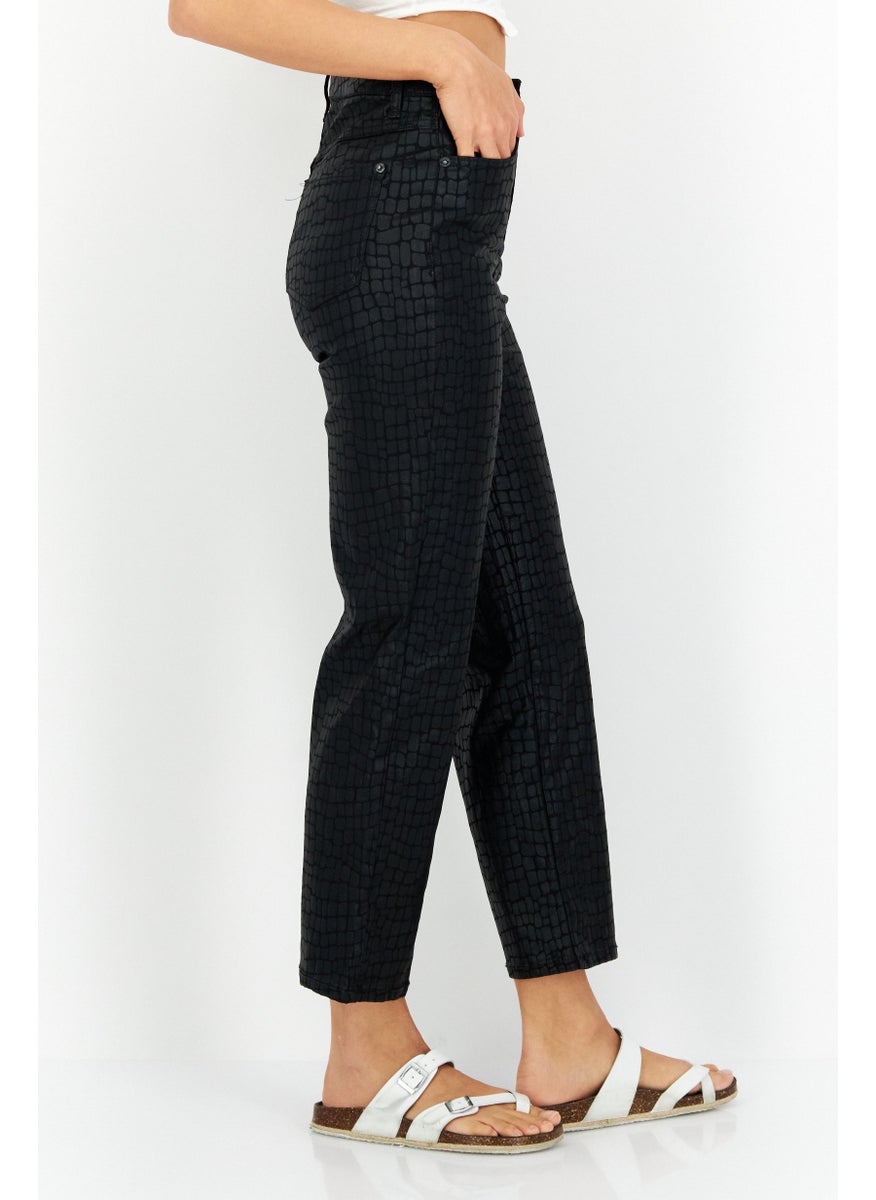 INC Denim Women Straight Fit Animal Print Stretchable Jeans, Black  - Image 2