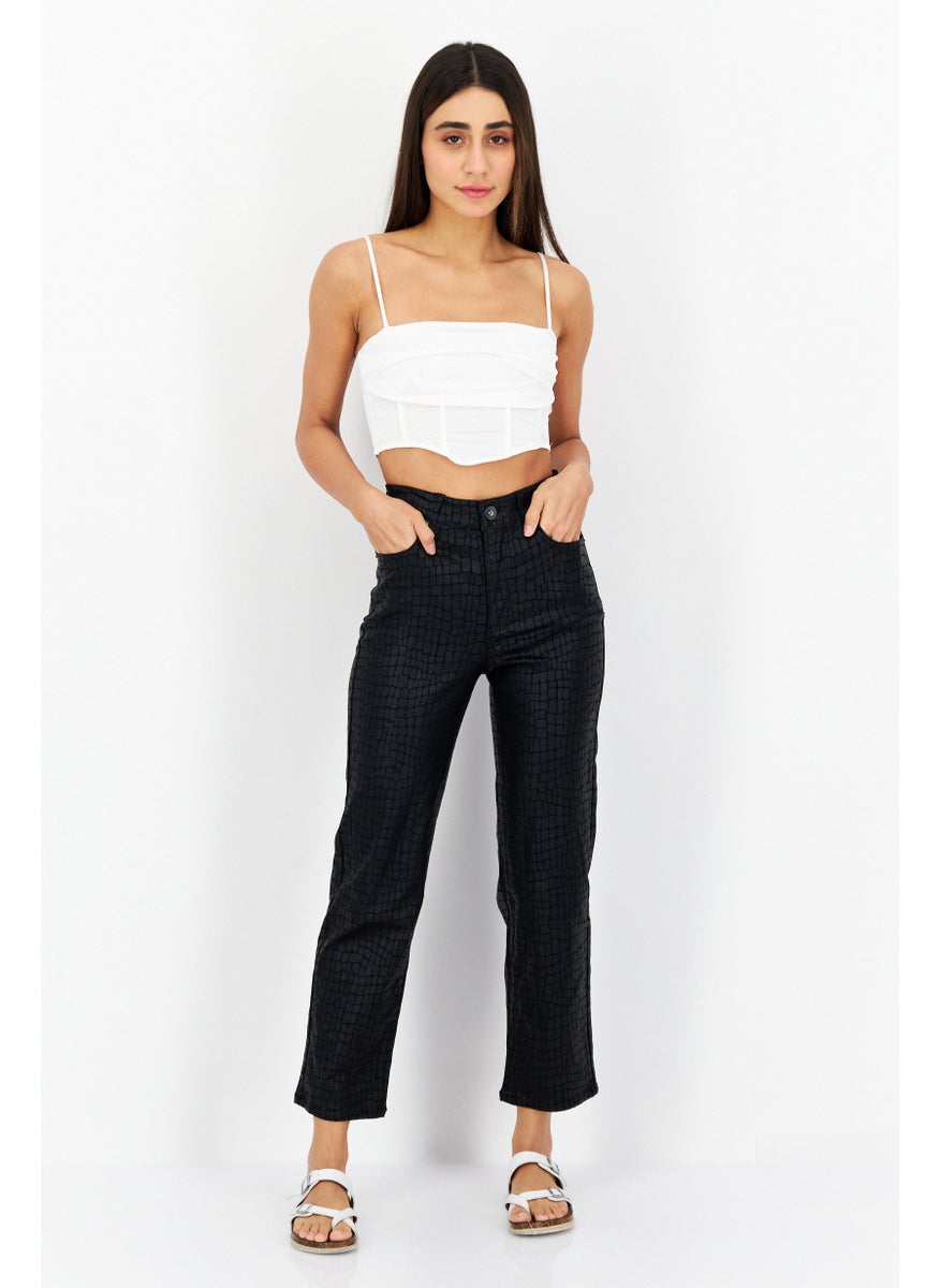 INC Denim Women Straight Fit Animal Print Stretchable Jeans, Black  - Image 3