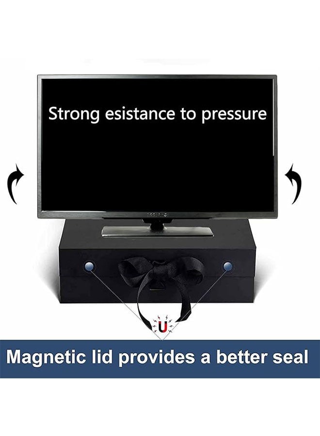 Luxury Magnetic Gift Box with Ribbon, Folding Gift Boxes for Presents with Lid for Festival, Birthday, Anniversary, Wedding, Anniversary and Baby Gift, Black, 22x17x8.5cm - Image 2