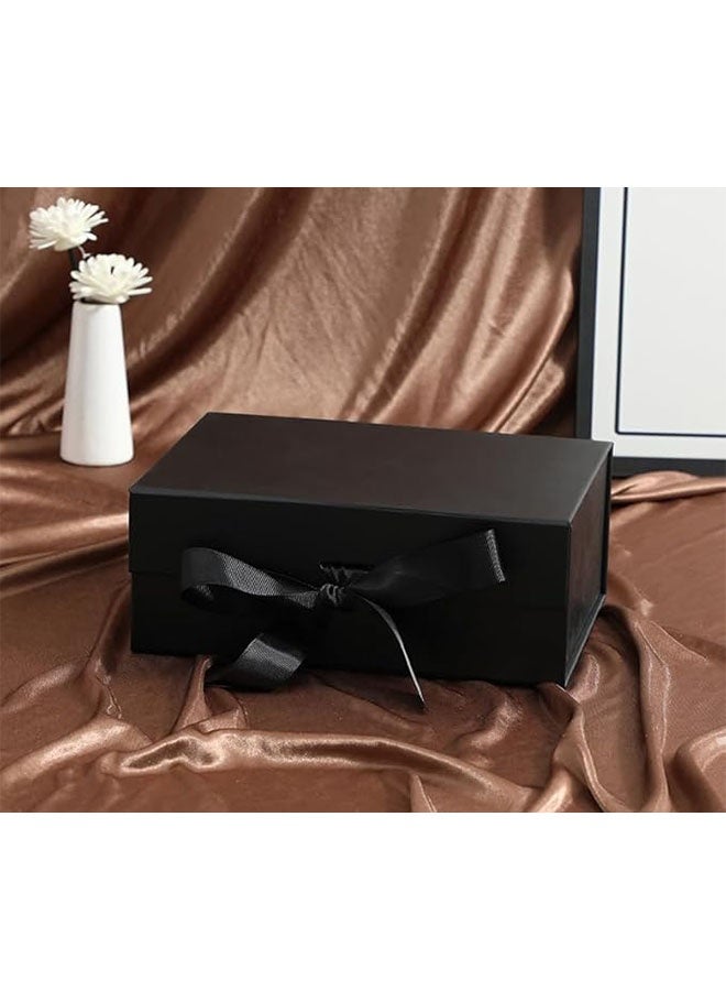 Luxury Magnetic Gift Box with Ribbon, Folding Gift Boxes for Presents with Lid for Festival, Birthday, Anniversary, Wedding, Anniversary and Baby Gift, Black, 22x17x8.5cm - Image 5
