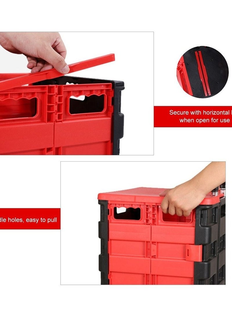 Foldable Utility Cart Rolling Crate Shopping Cart Grocery Hand Pull 4 Wheels 177 Lbs Trolley Dolly 360°Rotate Wheel Silent for Storage for Travel/Office/Teachers/School/Moving Luggage Supplies