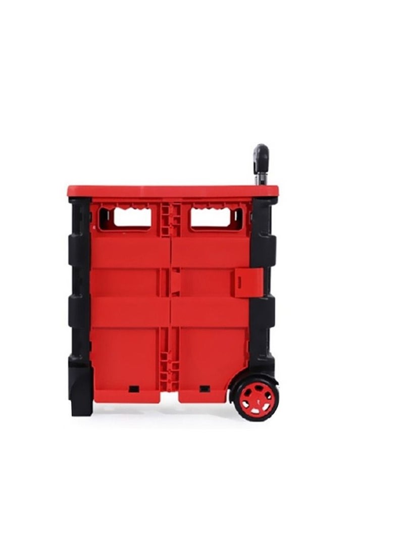 Foldable Utility Cart Rolling Crate Shopping Cart Grocery Hand Pull 4 Wheels 177 Lbs Trolley Dolly 360°Rotate Wheel Silent for Storage for Travel/Office/Teachers/School/Moving Luggage Supplies