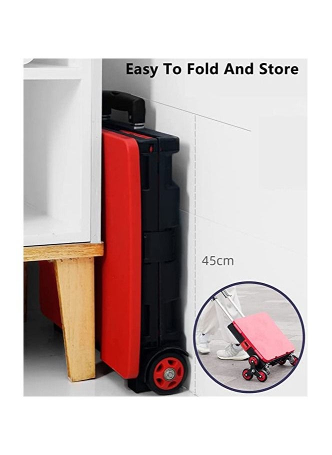 Foldable Utility Cart Rolling Crate Shopping Cart Grocery Hand Pull 4 Wheels 177 Lbs Trolley Dolly 360°Rotate Wheel Silent for Storage for Travel/Office/Teachers/School/Moving Luggage Supplies