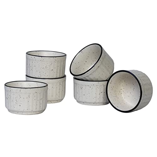 Freakway Ceramic Dip Bowls (50 ml, Black, Set of 6) | Chutney Bowls | Ketchup Bowls|Chutney Bowls|Dip Bowls White Matte - Image 3