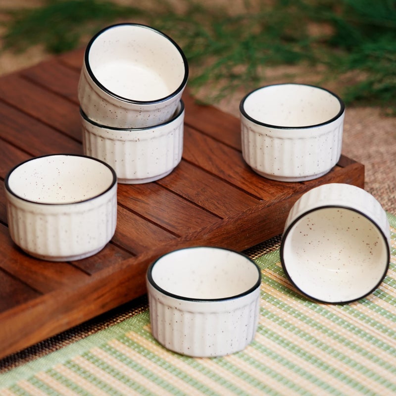 Freakway Ceramic Dip Bowls (50 ml, Black, Set of 6) | Chutney Bowls | Ketchup Bowls|Chutney Bowls|Dip Bowls White Matte - Image 5