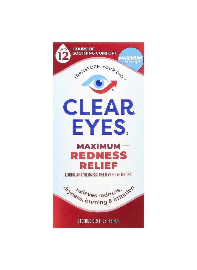 Clear Eyes Clear Eyes, Maximum Redness Relief, Lubricant/Redness Reliever Eye Drops, 0.5 fl oz (15 ml)  - Image 2