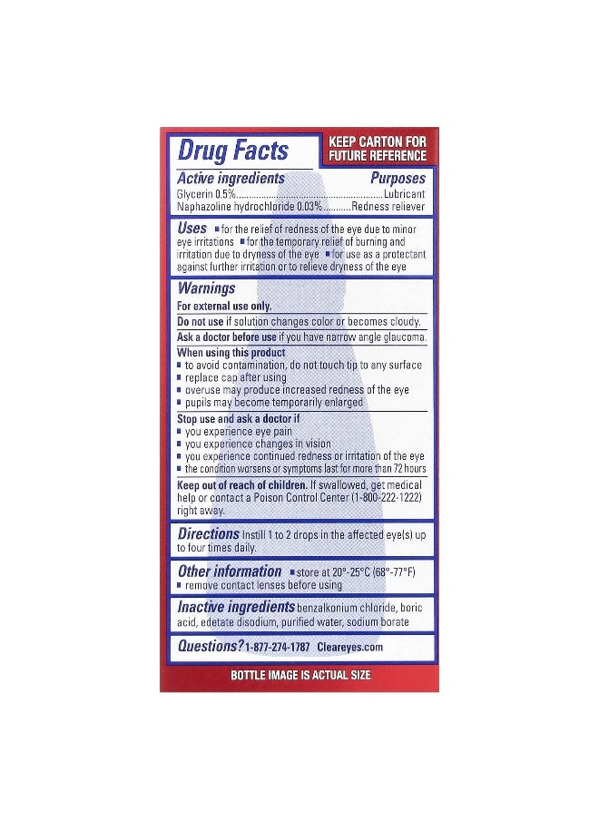 Clear Eyes Clear Eyes, Maximum Redness Relief, Lubricant/Redness Reliever Eye Drops, 0.5 fl oz (15 ml)  - Image 3