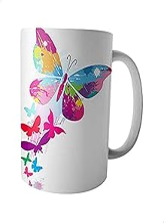 Butterfly Printed Ceramic Mug - Multicolor