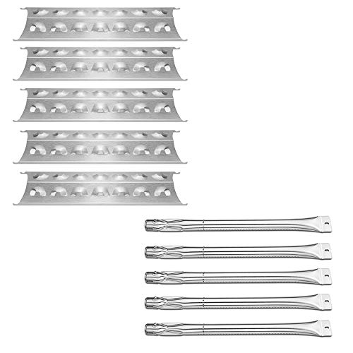 Uniflasy Grill Replacement Parts Kit for Master Forge 5 Burner 3218LT, 3218LTM, 3218LTN, L3218, 2518-3, 2518LN-LPG, E3518-LP, Kenmore 148.16156211, 148.1637110, 5 Pack Grill Burner and Heat Plate - Image 1
