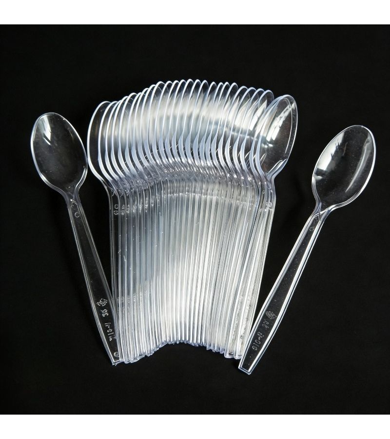 27pc Transparent Heavy Duty PS Dessert Spoons Set For Parties Home And Holiday - Image 2