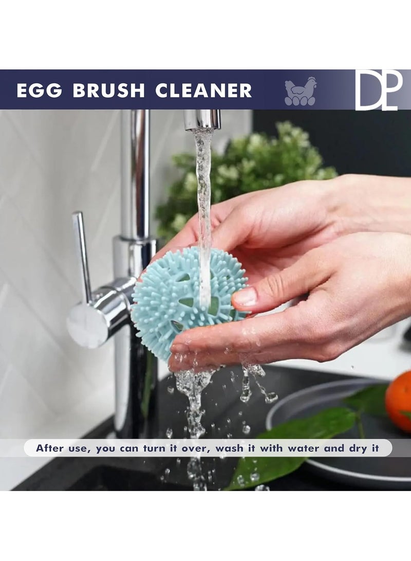 Fresh Egg Washer, Reusable Silicone Cleaner and Kitchen Brush Tools - Egg Brush for Cleaning Fresh Eggs, Fresh Egg Cleaner (Blue)  - Image 3