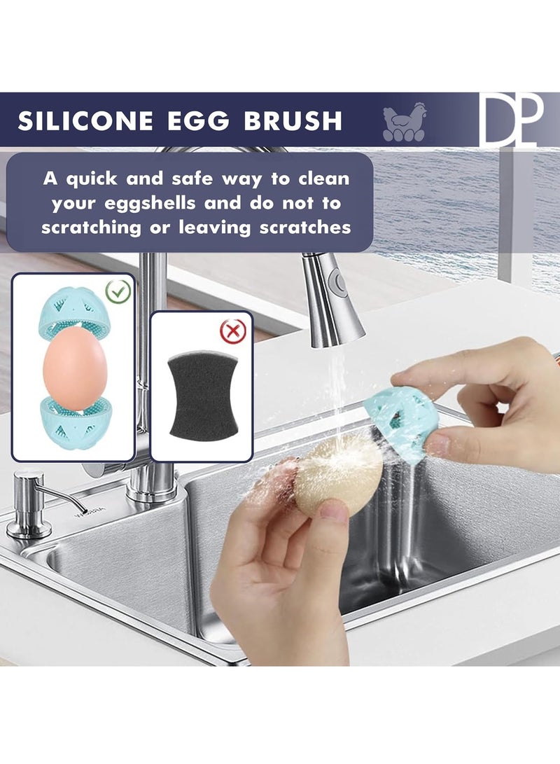 Fresh Egg Washer, Reusable Silicone Cleaner and Kitchen Brush Tools - Egg Brush for Cleaning Fresh Eggs, Fresh Egg Cleaner (Blue)  - Image 4