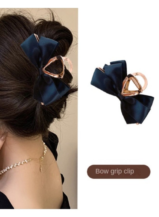 pincai Textured Satin Bow Hair Accessory, Versatile Women's Hair Clip, Large Claw Clip For Back Hairstyles, Oversized Sense Shark Clip - Image 1