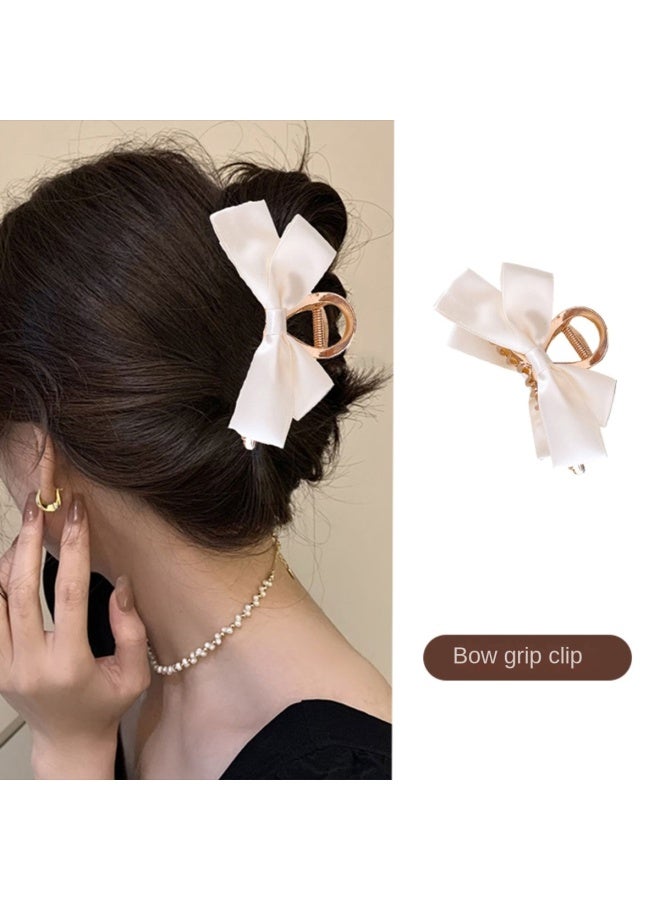 pincai Textured Satin Bow Hair Accessory, Versatile Women's Hair Clip, Large Claw Clip For Back Hairstyles, Oversized Sense Shark Clip - Image 3