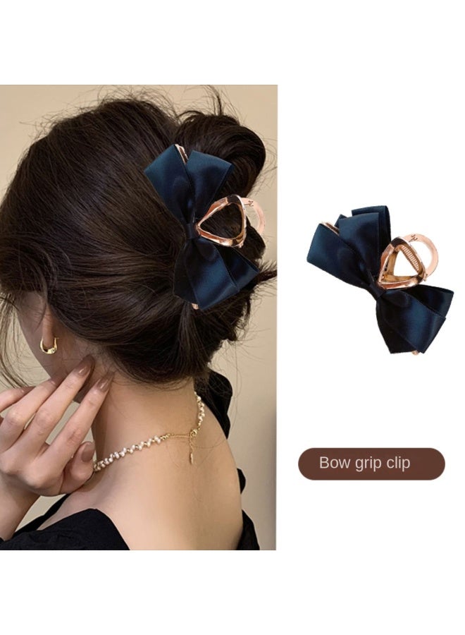 pincai Textured Satin Bow Hair Accessory, Versatile Women's Hair Clip, Large Claw Clip For Back Hairstyles, Oversized Sense Shark Clip - Image 2