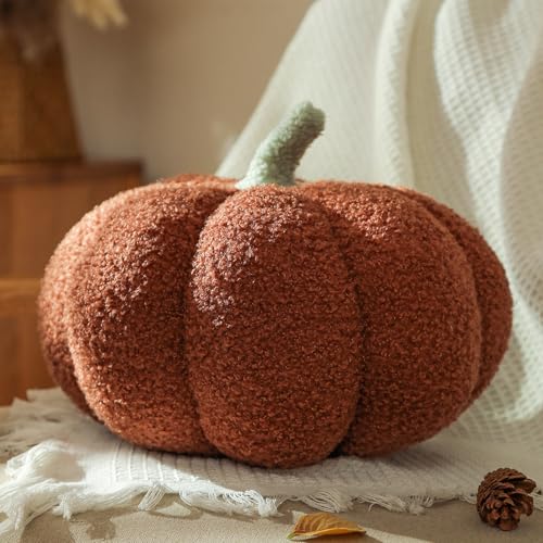 YRXRUS Thanksgiving Pumpkin Pillows, Brown Pumpkin Shaped Throw Pillows Gifts, Fall Room Decoration, Small Cute Halloween Pillow, Teddy Fleece Small Cute 4x7 Inches Pillow for Natural Decor - Image 1