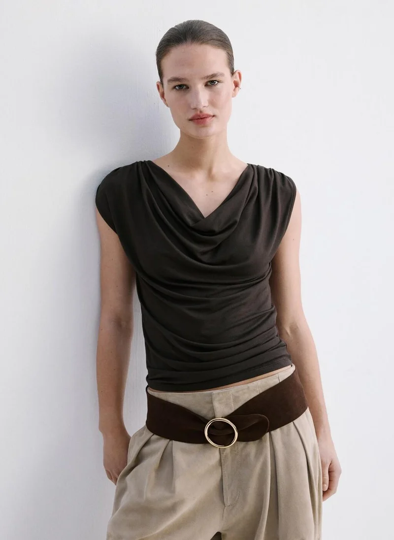 مانجو Draped fitted t-shirt