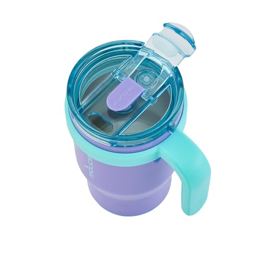REDUCE 14 oz Coldee Tumbler with Handle for Kids - 2 Pack, Leakproof Insulated Stainless Steel Mug with Lid & Spill-Proof Straw, Keeps Drinks Cold up to 18 Hrs, Purple and Teal - Image 5