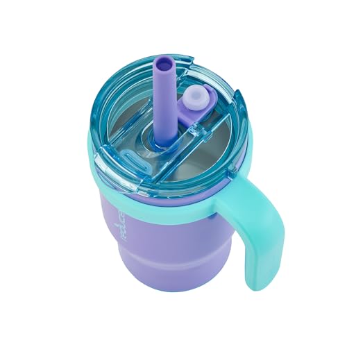 REDUCE 14 oz Coldee Tumbler with Handle for Kids - 2 Pack, Leakproof Insulated Stainless Steel Mug with Lid & Spill-Proof Straw, Keeps Drinks Cold up to 18 Hrs, Purple and Teal - Image 4