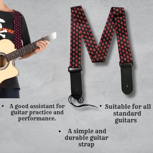 MOCKING BIRD Guitar Strap for Acoustic Adjustable Buckle Electric Guitar Strap Polyester Guitar Belt For Acoustic/Bass/Electric Guitars (Red Cloud) - Image 2