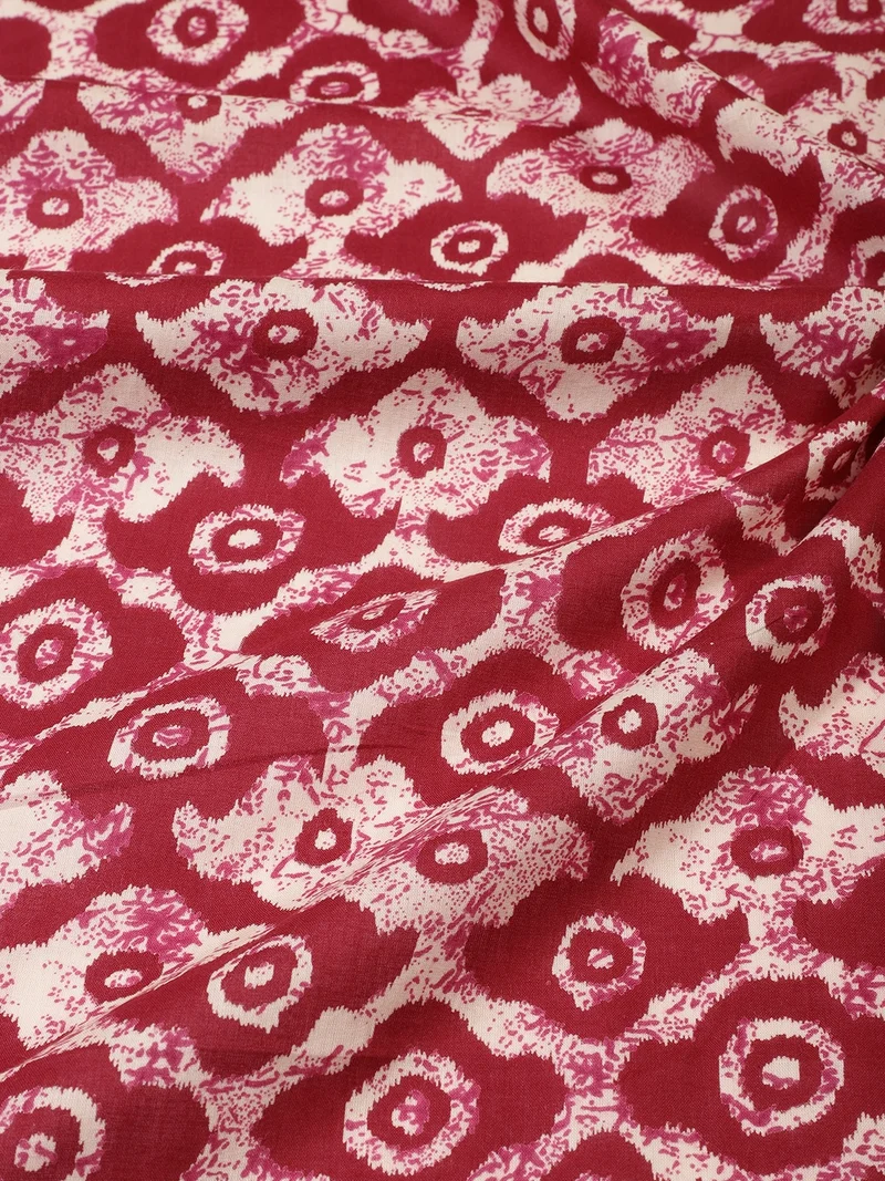 أيه كيه إس Pink Ikat-Inspired Block Print Fabric
