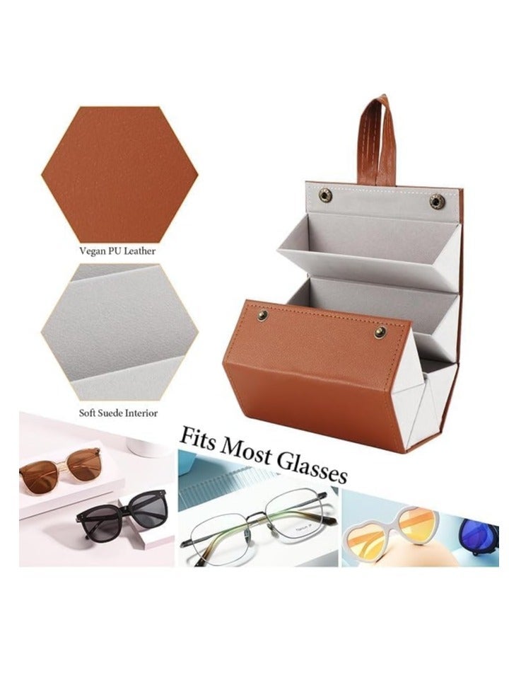 Eyeglasses organizer with a stylish and practical design that contains 5 sections dedicated to storing and protecting sunglasses and prescription glasses. It can also be used to organize accessories such as watches, bracelets, or even small jewelry. - Image 2