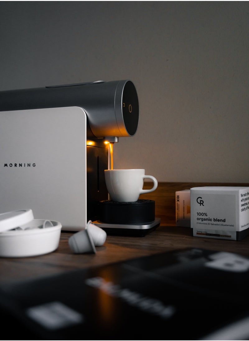 MORNING - Capsule Coffee Machine, Built-in recipes, Adjustable - brew temperature, pressure profiles and the water-to-coffee ratio, Compatible with Nespresso® Original Line Capsules - White - Image 1