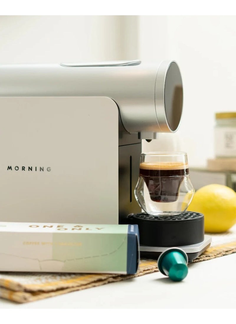 MORNING - Capsule Coffee Machine, Built-in recipes, Adjustable - brew temperature, pressure profiles and the water-to-coffee ratio, Compatible with Nespresso® Original Line Capsules - White - Image 1