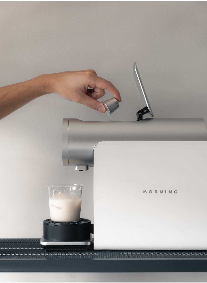 MORNING - Capsule Coffee Machine, Built-in recipes, Adjustable - brew temperature, pressure profiles and the water-to-coffee ratio, Compatible with Nespresso® Original Line Capsules - White - Image 1