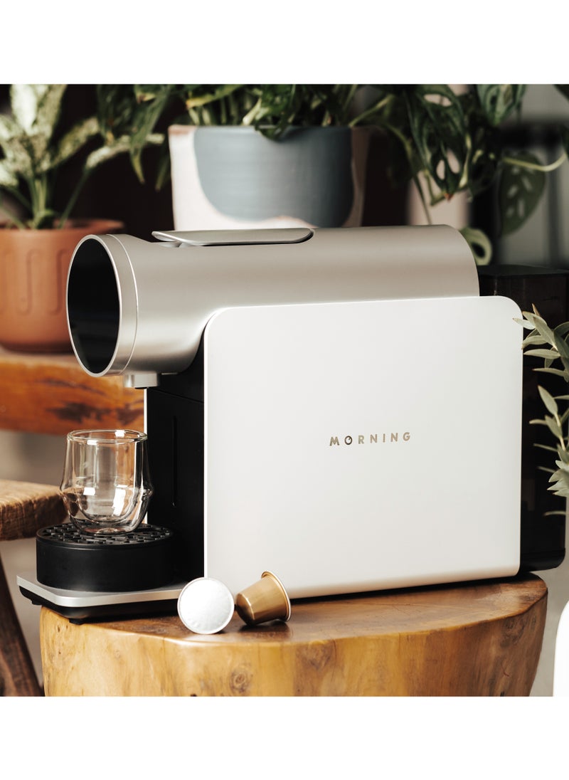 MORNING - Capsule Coffee Machine, Built-in recipes, Adjustable - brew temperature, pressure profiles and the water-to-coffee ratio, Compatible with Nespresso® Original Line Capsules - White - Image 1