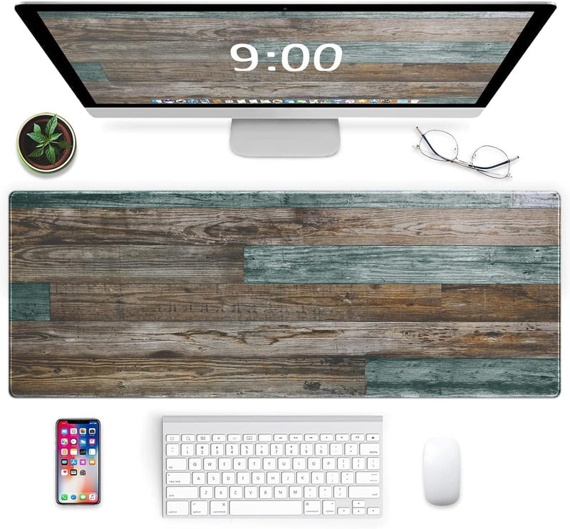 Galdas Gaming Mouse Pad Vintage Wood Grain Pattern XXL XL Large Mouse Pad Mat Long Extended Mousepad Desk Pad Non-Slip Rubber Mice Pads Stitched Edges Thin Pad (31.5x11.8x0.12Inch) - Image 1