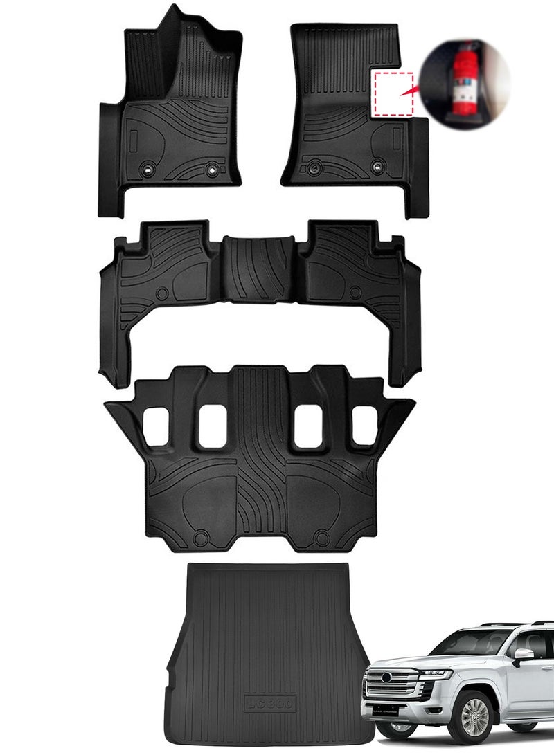 Delehehe Floor Mats & Cargo Liner for Toyota Land Cruiser LC300 2022-2025 5-7 Seats Accessories Floor Mats 2 Row Liner Set All Weather TPE 3D Floor Liners&Rear Cargo Mat - Image 1