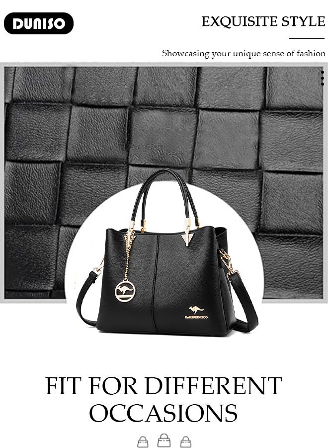 DUNISO Fashion Women Handbags PU Leather Waterproof Adjustable Handle Satchel Shoulder Bags Ladies Tote Bag Casual Crossbody Bags for Womens  - Image 5