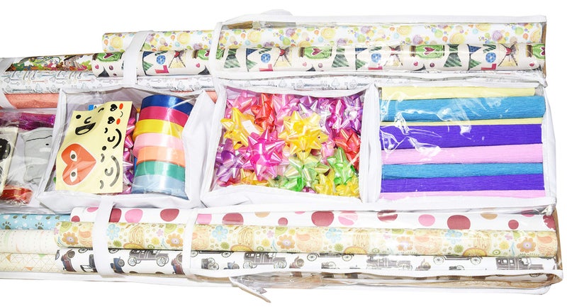 Freegrace Double Sided Hanging Gift Wrap Organizer | Large 16" x 41" Wrapping Paper Rolls Storage Bag | Tearproof & Space Saving Closet Gift Bag Organization Solution | Sturdy Zippers & Robust Adhesive Strip - Image 5