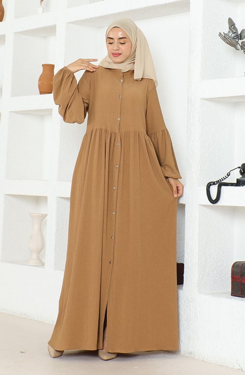 Bürümcük Fabric Judge Collar Abaya 1022-02 Mink