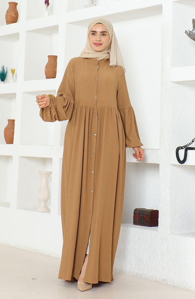 Bürümcük Fabric Judge Collar Abaya 1022-02 Mink