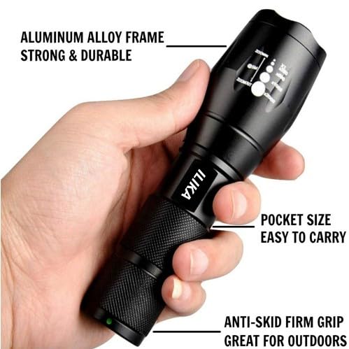 ILIKA ILIKA Rechargeable Small Sun 5 Mode 500 Meter Zoomable Metal Body Waterproof LED Outdoor Lamp Search Light 18W Flashlight Torch Lamp 2200 mAh Battery  - Image 2