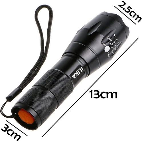 ILIKA ILIKA Rechargeable Small Sun 5 Mode 500 Meter Zoomable Metal Body Waterproof LED Outdoor Lamp Search Light 18W Flashlight Torch Lamp 2200 mAh Battery  - Image 3