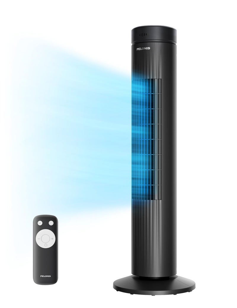 PELONIS 30Inch Oscillating Tower Fan for Bedroom 3 Speed Quiet Tower Fan with Remote ControL Small Fan 7Hour Timer ETL Certified Black