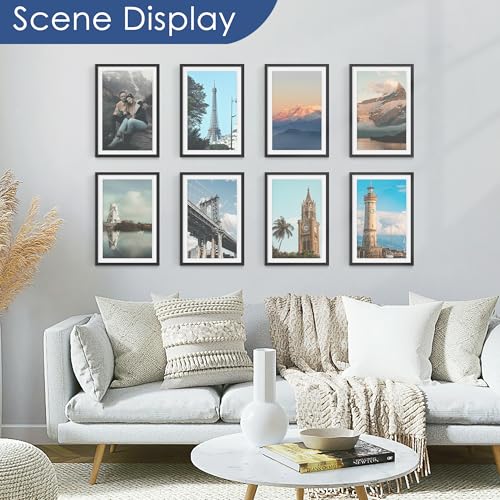PEALSN 12x18 Picture Frame Set of 6, Display Pictures 11x17 with Mat or 12x18 without Mat for Wall Mounting Display, Poster Frames Collage for Wall Decor, Black. - Image 2