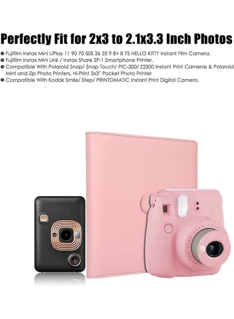 MostNow 256 جيب رف كتب ألبومات، ألبوم صور صغير لكاميرا Fujifilm Instax Mini، Polaroid Snap، كاميرات SocialMatic الفورية (وردي) - Image 3