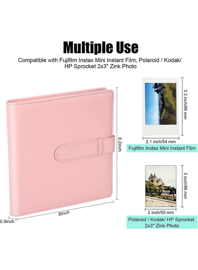 MostNow 256 جيب رف كتب ألبومات، ألبوم صور صغير لكاميرا Fujifilm Instax Mini، Polaroid Snap، كاميرات SocialMatic الفورية (وردي) - Image 2