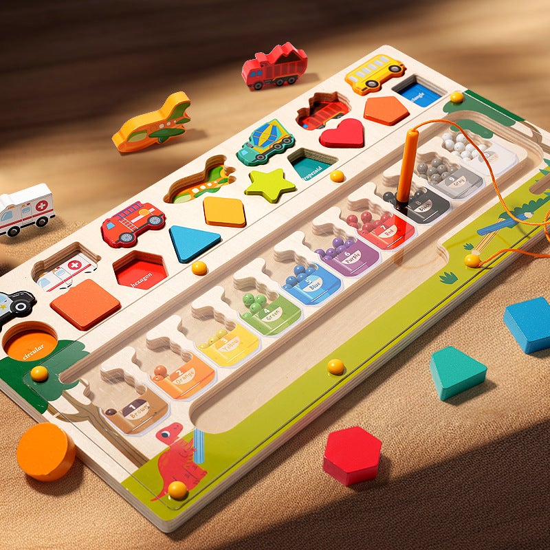 Cpc Kidsren'S Puzzle Puzzle Magnetic Pen Digital Maze Early Education Wooden Color Classification 1--3 Years Old Toys - Image 1