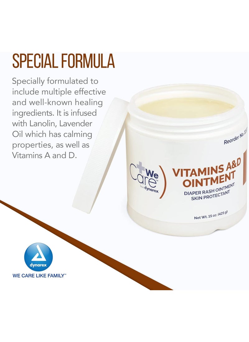 Dynarex Dynarex Vitamins A  D Ointment Ointment with Vitamin A and Vitamin D Skin Protectant for Diaper Rash and Discomfort White 15 oz Jar  - Image 3