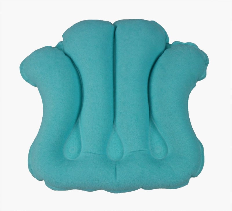 OBBO MED ObboMed® HB-1200N Luxury Inflatable Terry Cloth Shell Spa Neck Support Bath Pillow with 4 Suction Cups for Bathtub, Hot tub, Jacuzzi, Whirlpool, Home Spa tub – Color : Tiffany Blue 