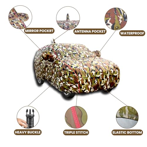 Slamio Waterproof Car Body Cover for Maruti Swift (Models: 2005-2010), with Mirror & Antenna Pocket, All Weather Protection, Uv Resistant & Dust Proof, Triple Stitch, Custom Fit, 1Unit (Jungle Print) - Image 3