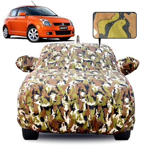 Slamio Waterproof Car Body Cover for Maruti Swift (Models: 2005-2010), with Mirror & Antenna Pocket, All Weather Protection, Uv Resistant & Dust Proof, Triple Stitch, Custom Fit, 1Unit (Jungle Print) - Image 1