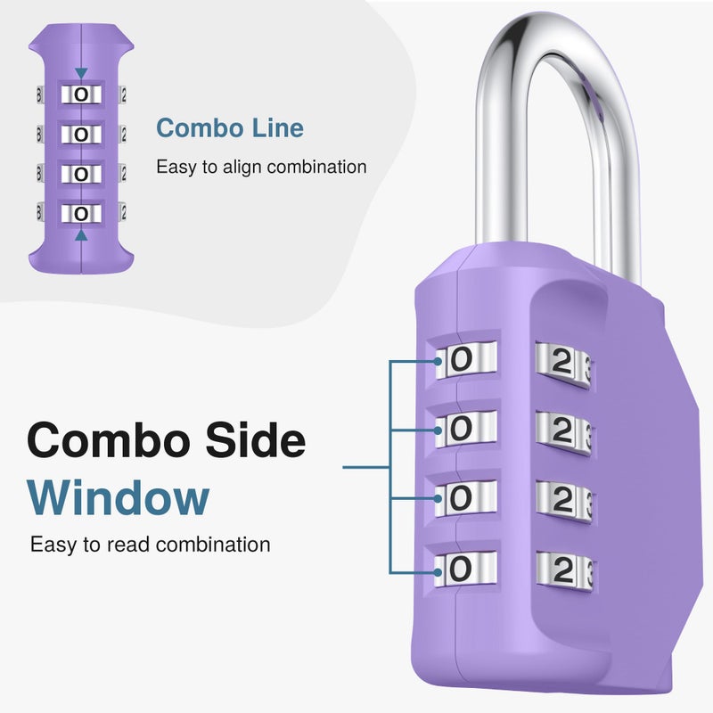 Puroma Combination Lock 4 Digit Waterproof Locker Locks Secure Outdoor Padlock for Gym Lockers, Toolboxes, Gates, Fences, Storage, Sports Locker, Cabinets (Purple) - Image 3